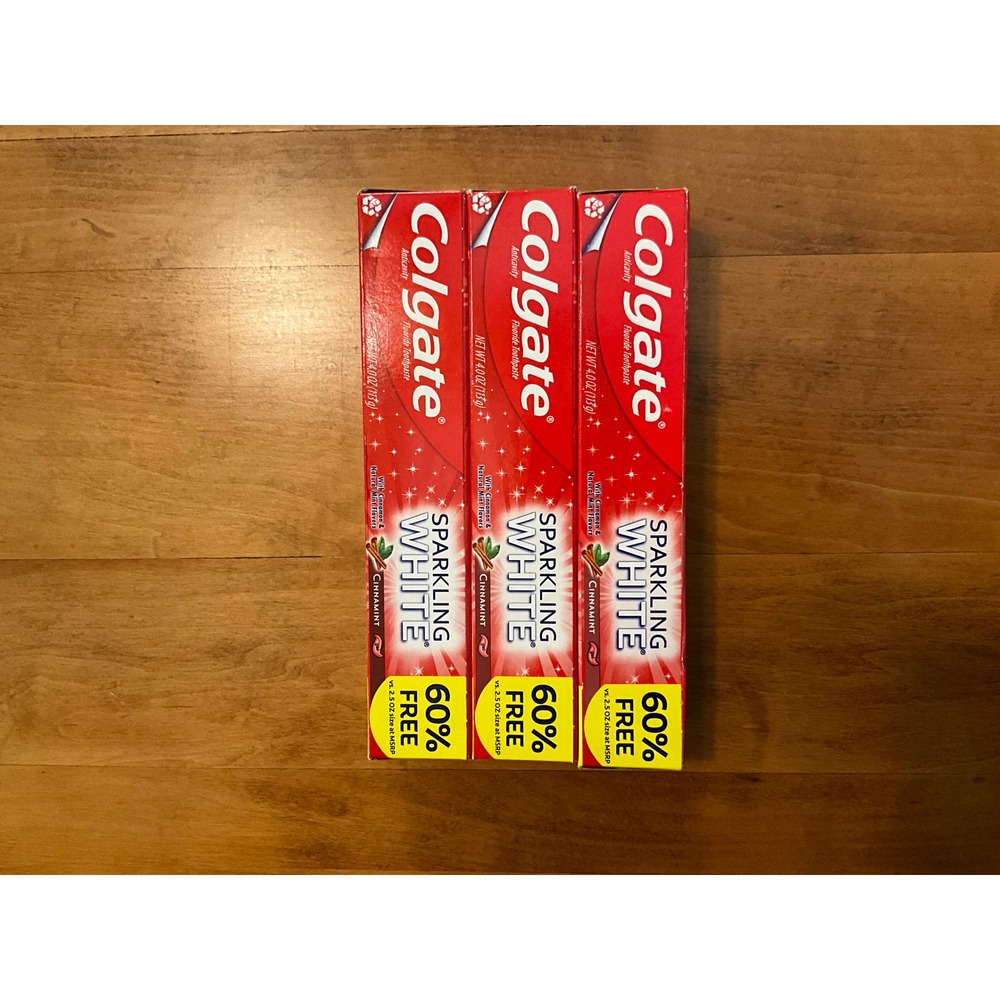 Colgate Sparkling White‎ Cinnamint Anticavity Fluoride Toothpaste 4 oz 3 Pack